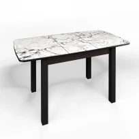 Кухонный стол Флорида раздвижной ножки квадратные черные металл (подстолье венге) ЛДСП, Металл, Стекло с фотопечатью, Мрамор СМ1