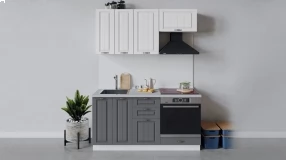 Кухонный гарнитур «Лина» длиной 160 см со шкафом НБ (Белый/Белый/Графит)