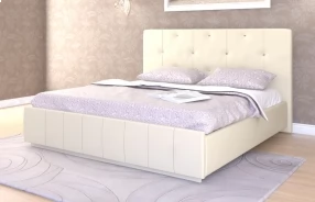 Кровать Лина с подъёмным механизмом Экокожа, 140х200 (бежевая)