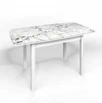 Кухонный стол Флорида раздвижной ножки прямые массив белый Массив, ЛДСП, Стекло с фотопечатью, Мрамор СМ1