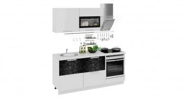 Готовый Набор для кухни длиной - 180 см (со шкафом НБ) ГН60_180_1 (НБ) белый/черный